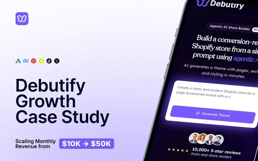 Original Debutify client growth case-study deck